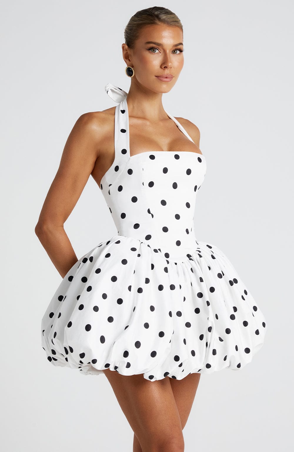 DALIA - Polka Mini Dress - White