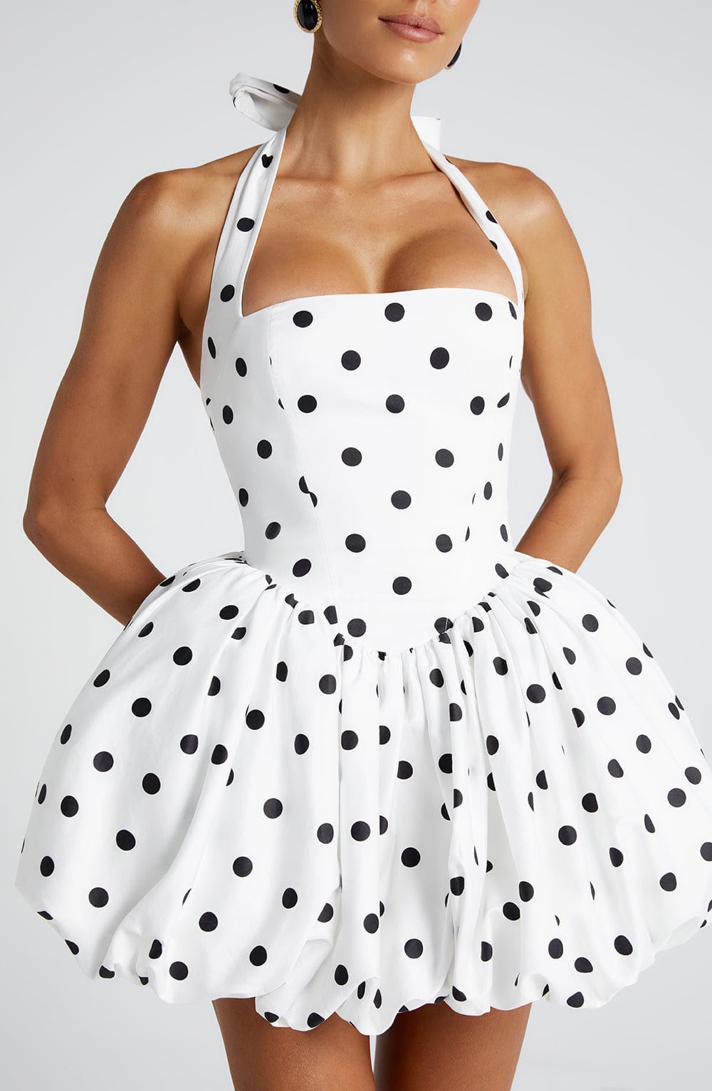DALIA - Polka Mini Dress - White
