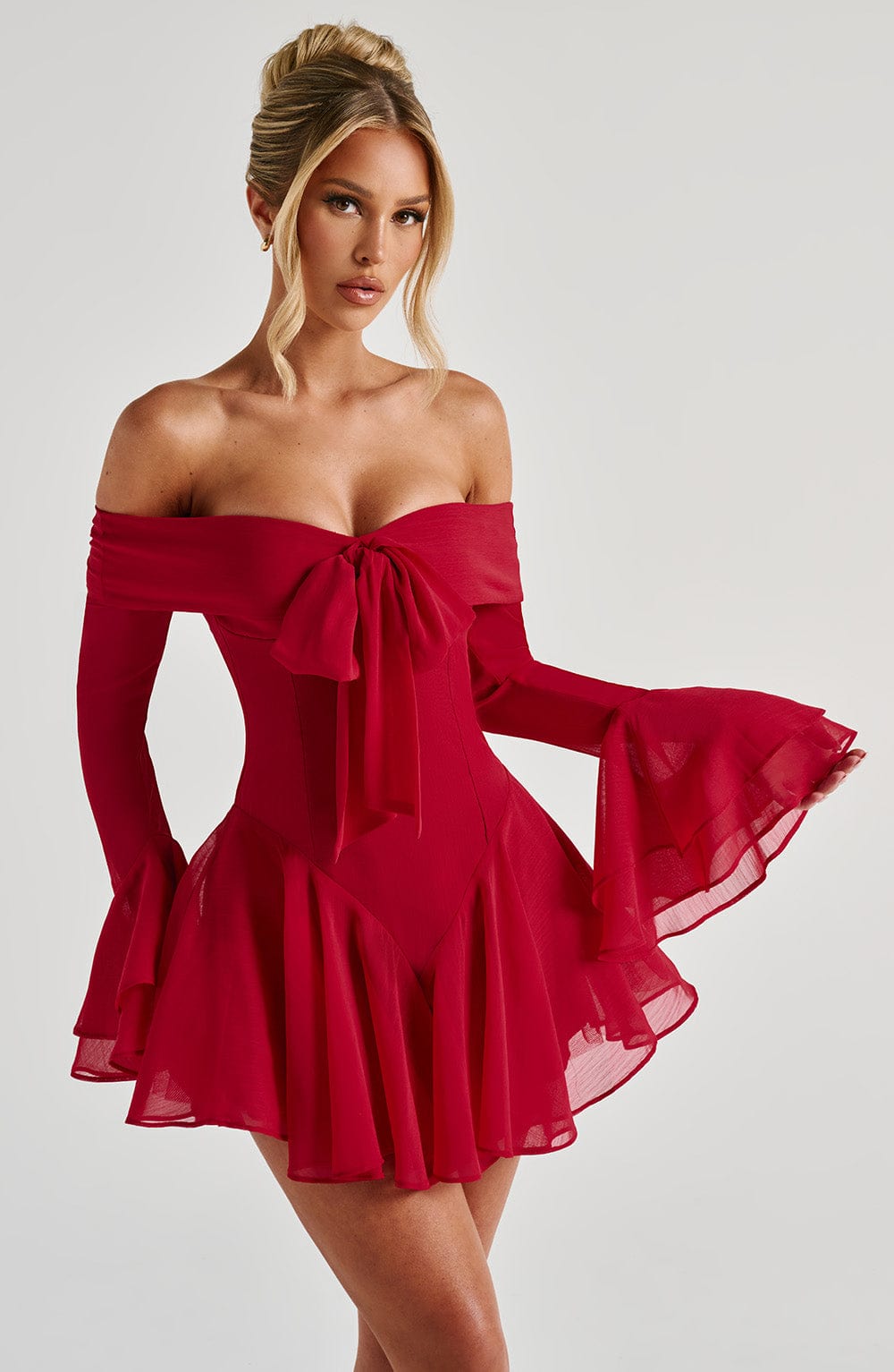 DALIA - Romantic Playsuit - Red