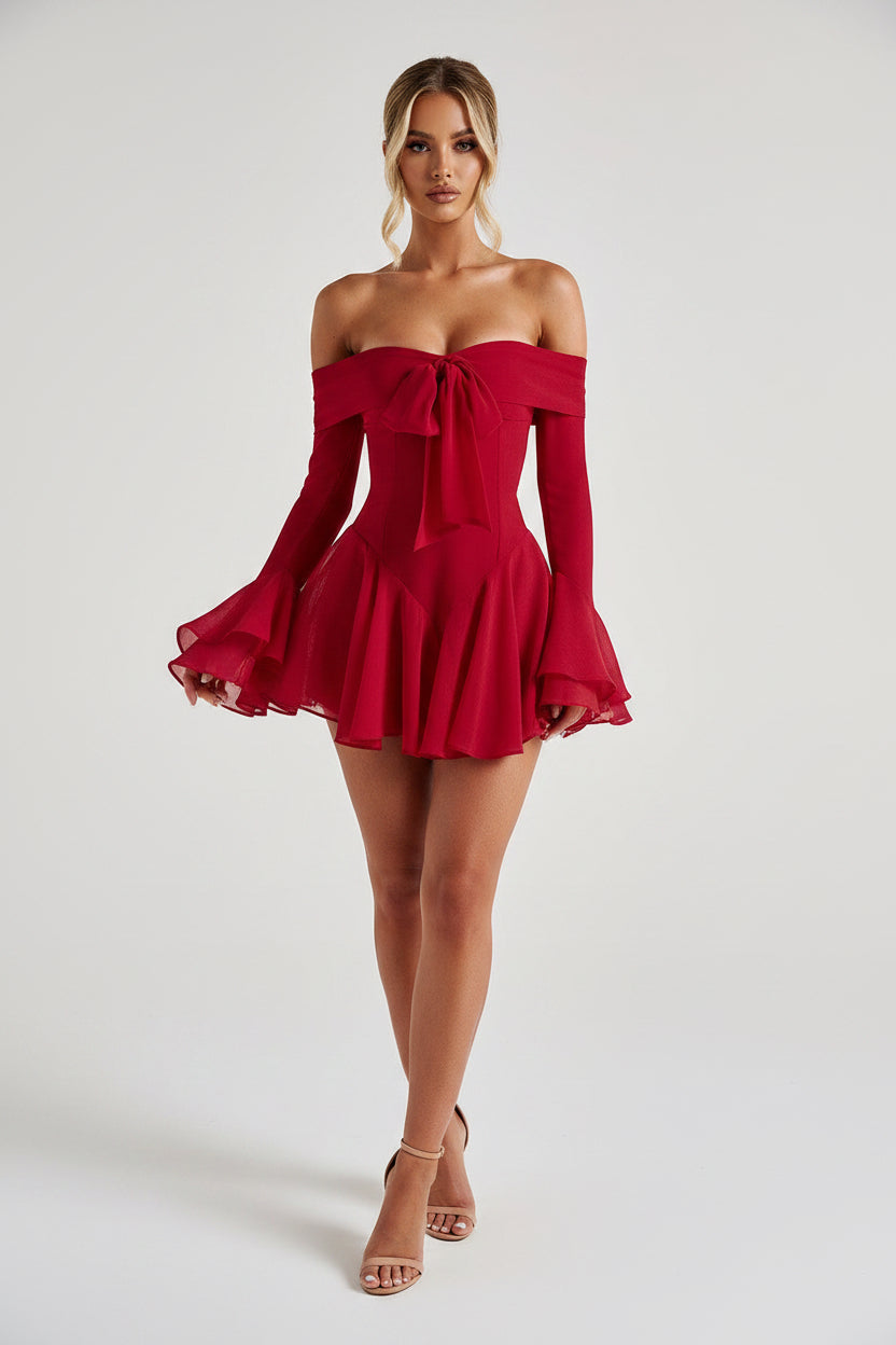 DALIA - Romantic Playsuit - Red