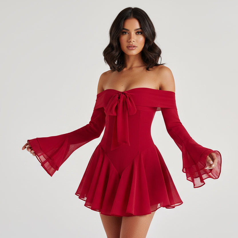 DALIA - Romantic Playsuit - Red