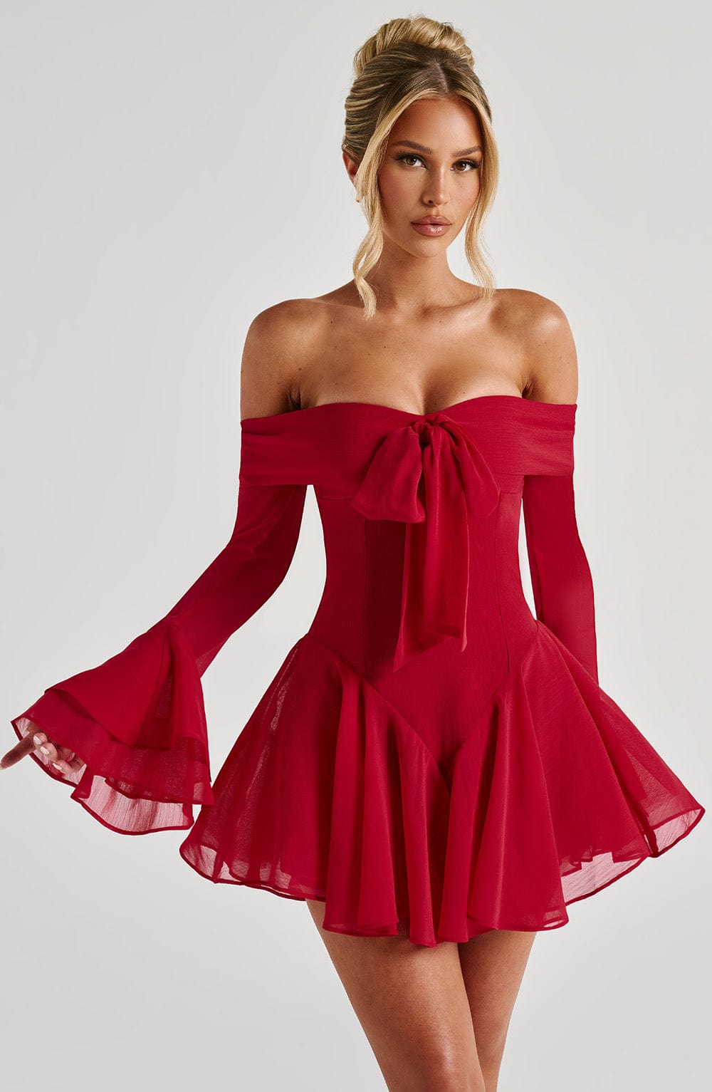 DALIA - Romantic Playsuit - Red