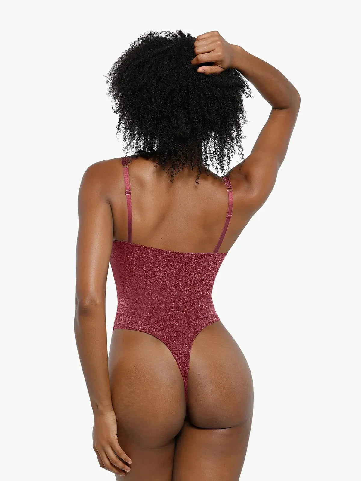 DALIA - Shapewear Ruched Metallic Knit Square Neck Slimming Bodysuit