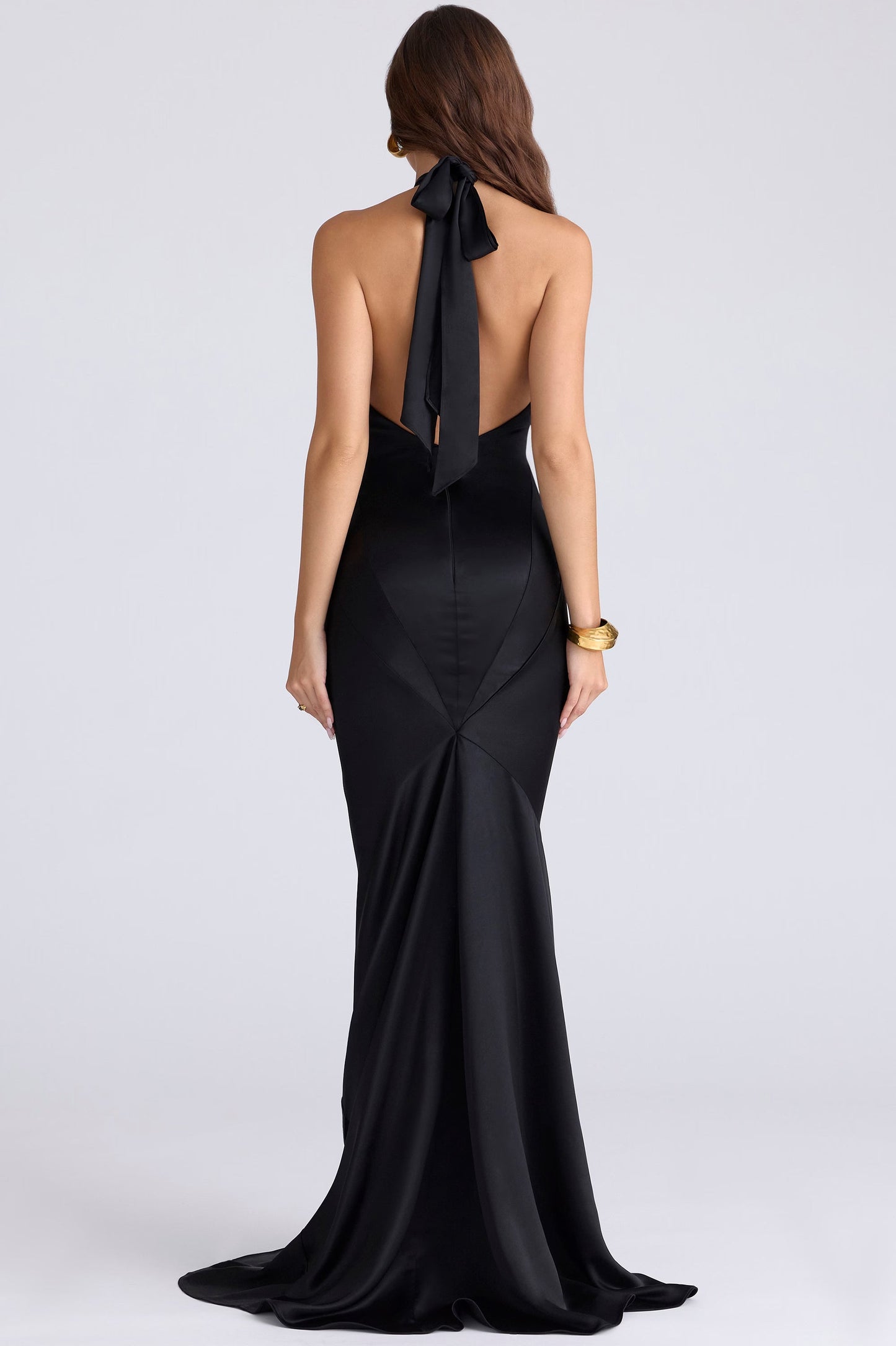 DALIA - Black Satin Maxi Dress