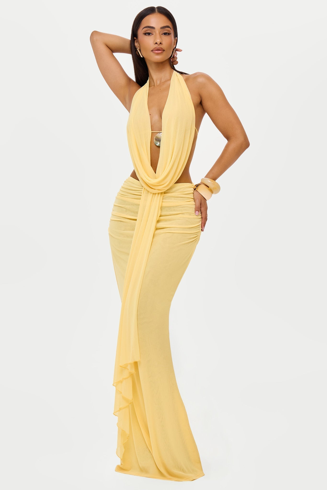 DALIA - Summer Maxi Skirt Yellow