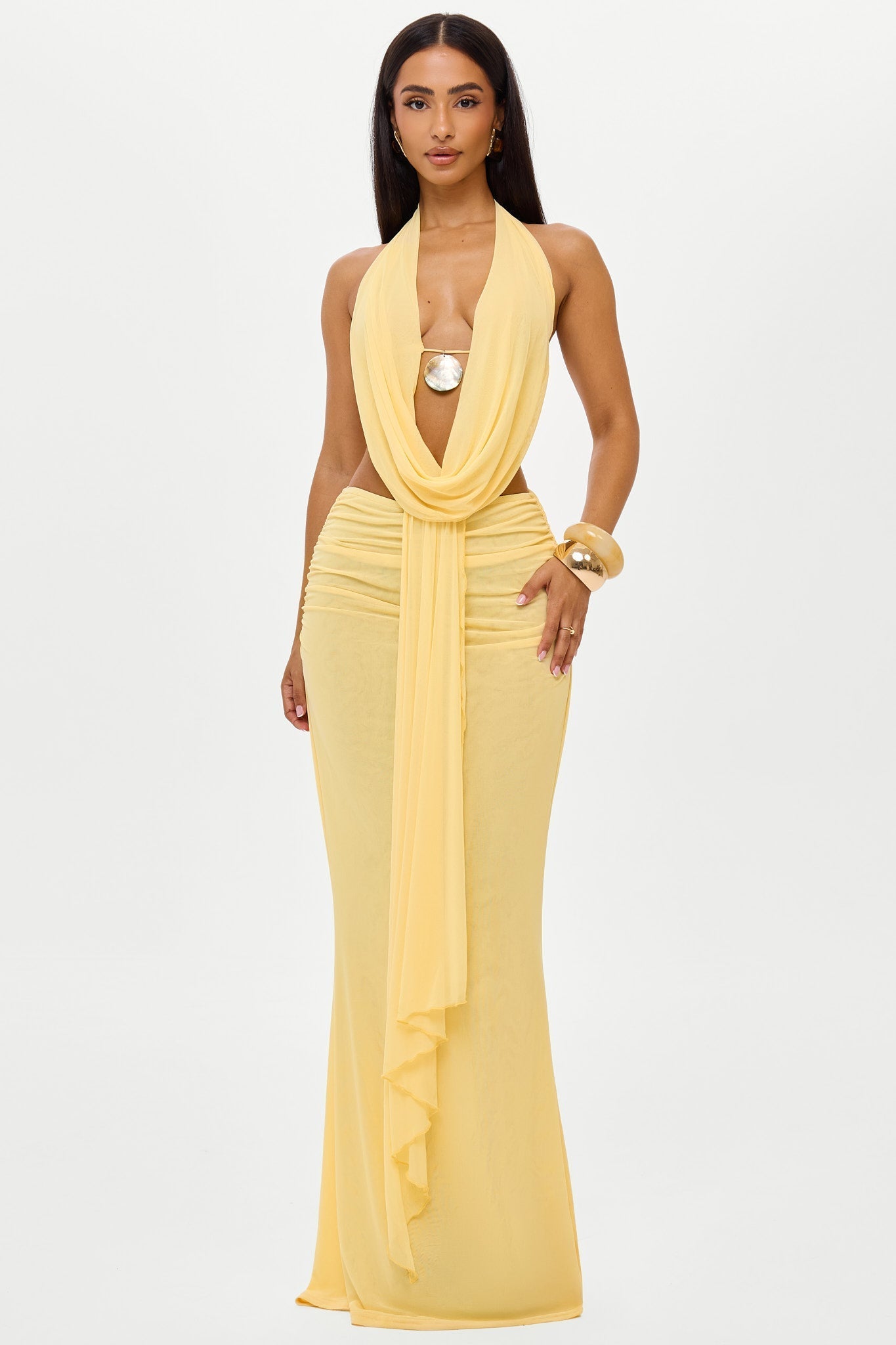 DALIA - Summer Maxi Skirt Yellow