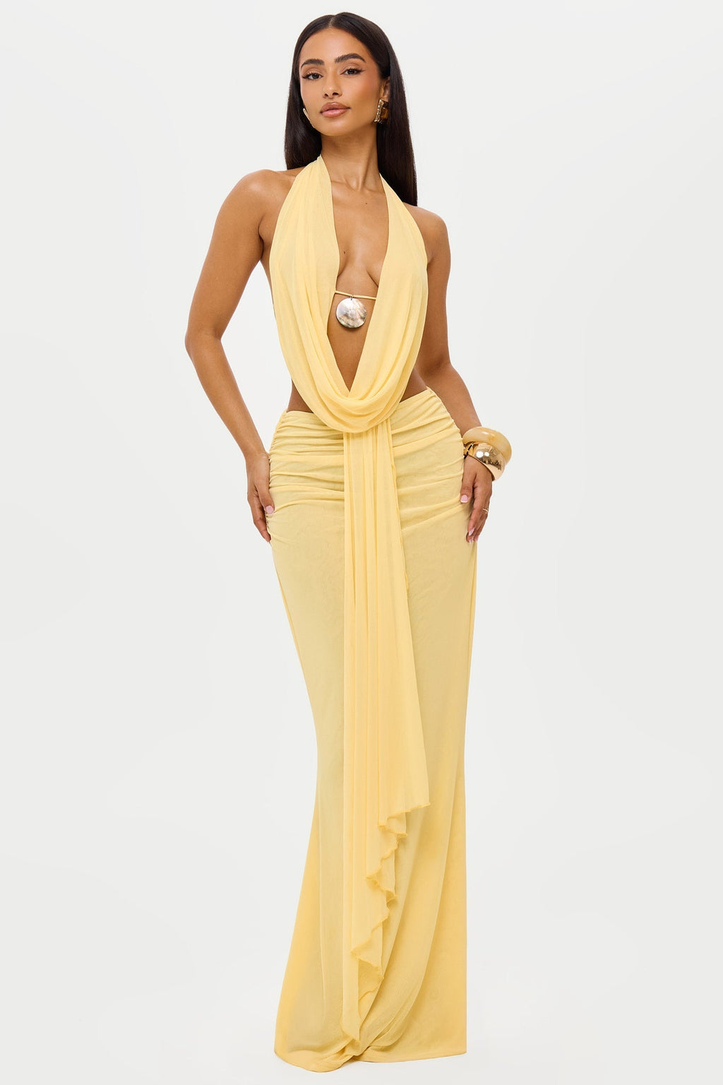 DALIA - Summer Maxi Skirt Yellow