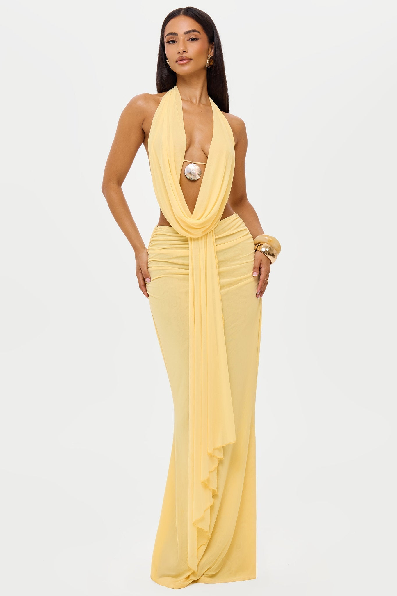 DALIA - Summer Maxi Skirt Yellow