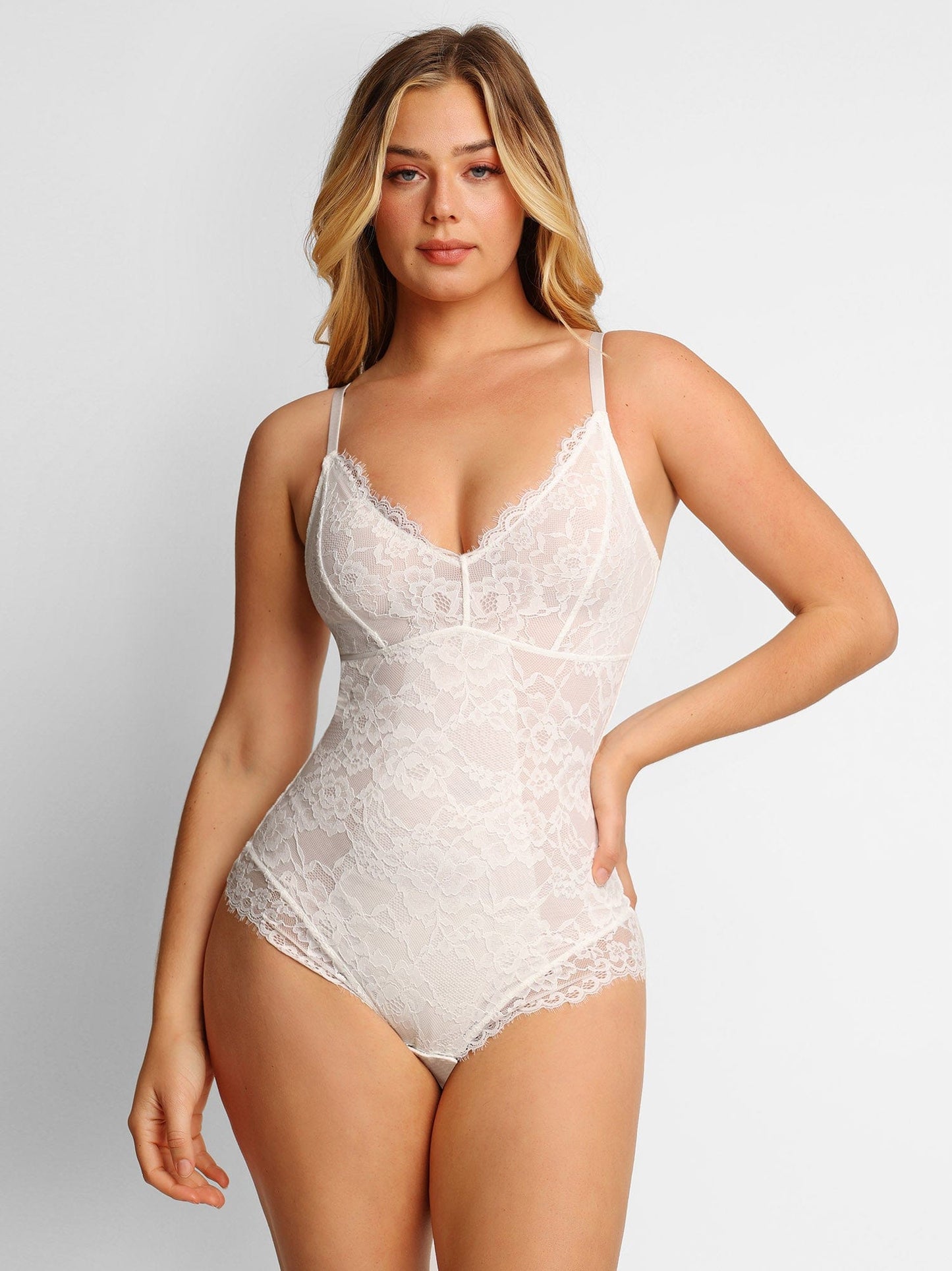 DALIA - Shapewear Lace Deep-V Neck Bodysuits or Faux Leather Skirts