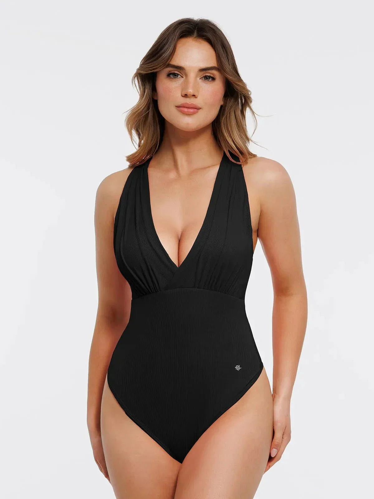 DALIA - Shapewear Cross-Front Draped Halter Tummy Control Bodysuit