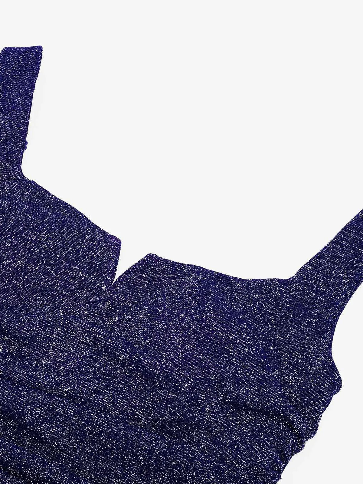 DALIA - Shapewear Ruched Metallic Knit Square Neck Slimming Bodysuit