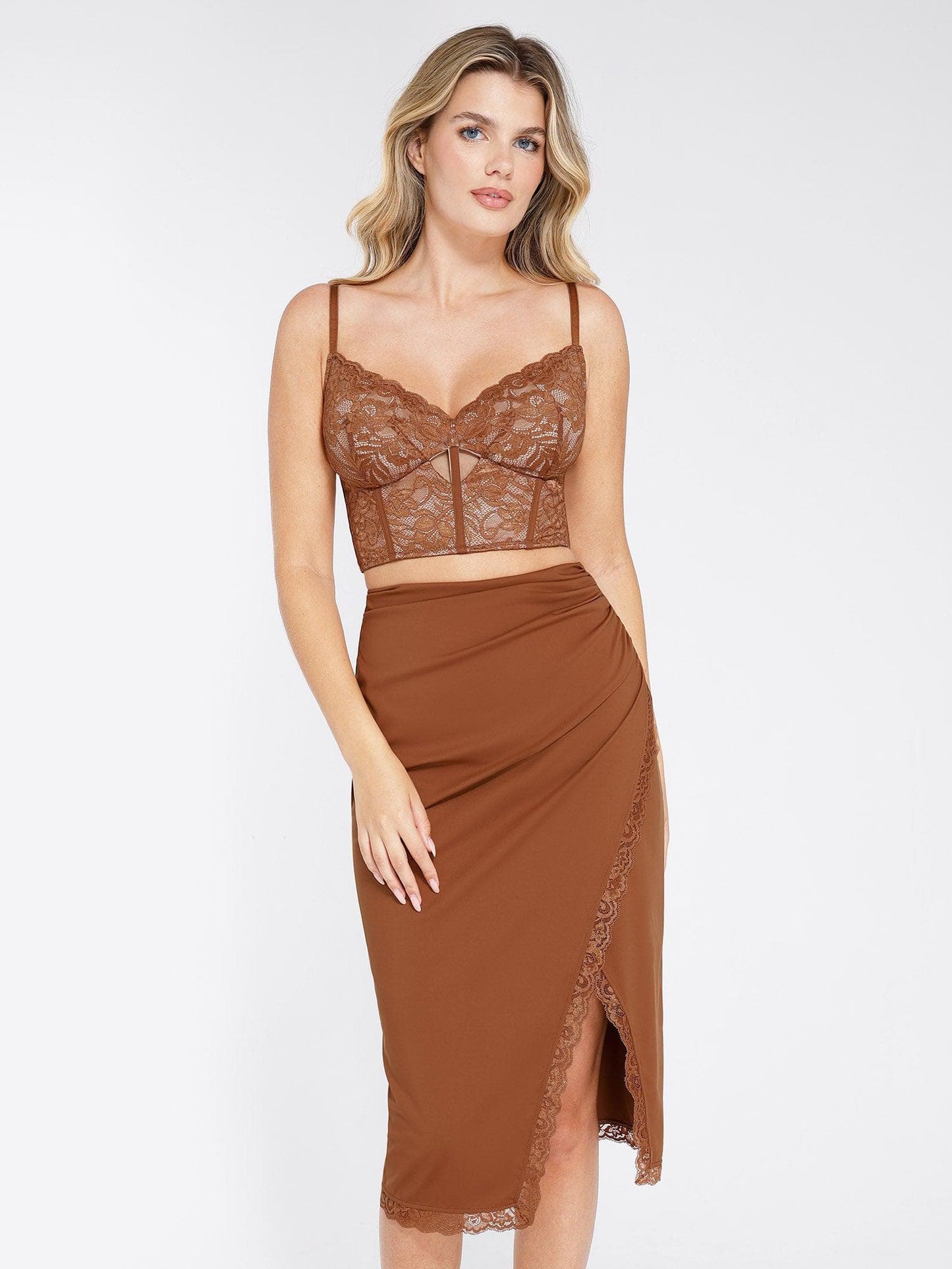 DALIA - Shapewear Lace Corset Bra or Slimming Midi Wrap Skirt