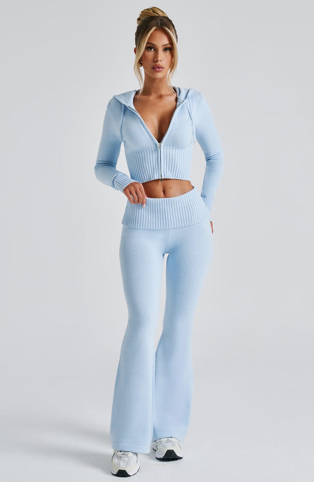 DALIA Knit Hoodie Set - Baby Blue