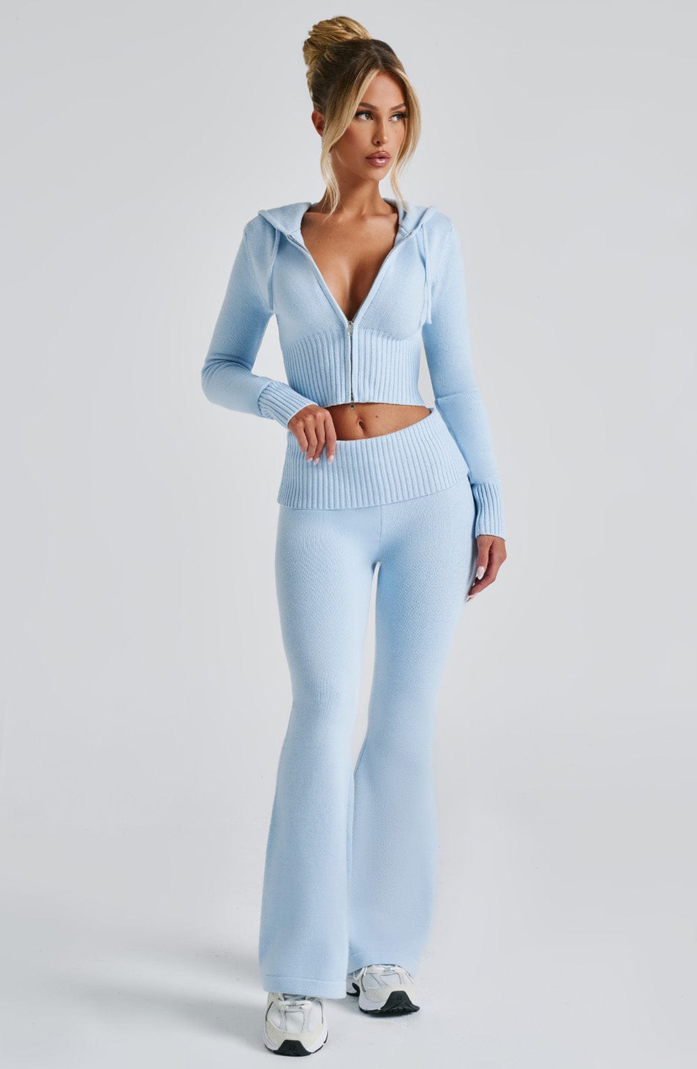 DALIA Knit Hoodie Set - Baby Blue