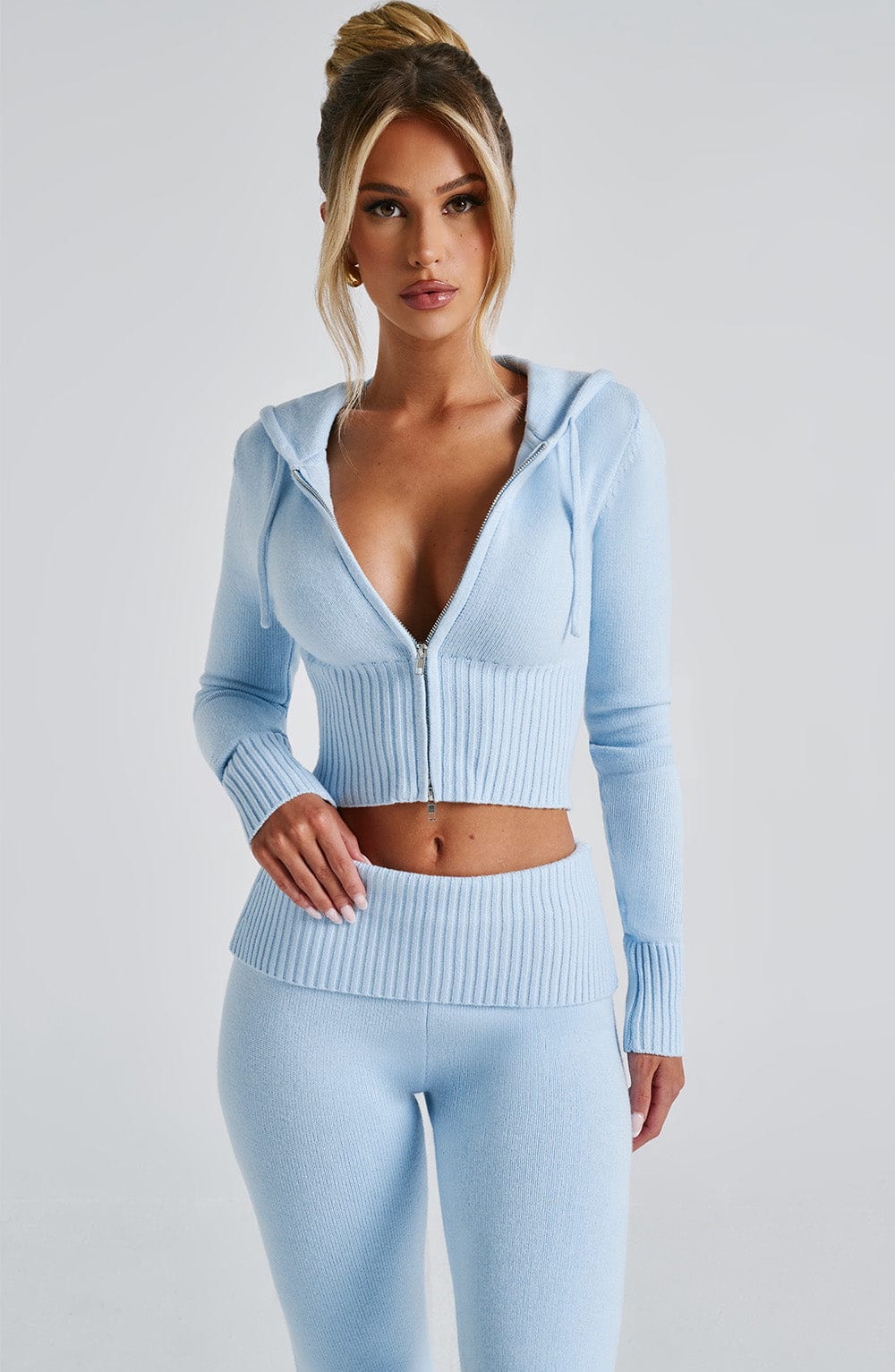 DALIA Knit Hoodie Set - Baby Blue