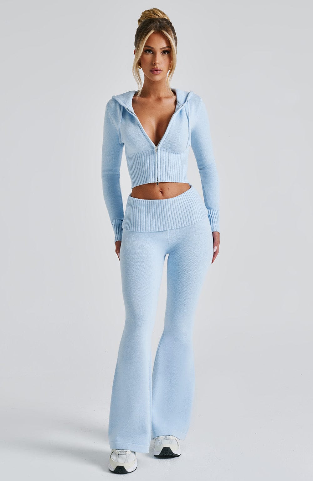 DALIA Knit Hoodie Set - Baby Blue