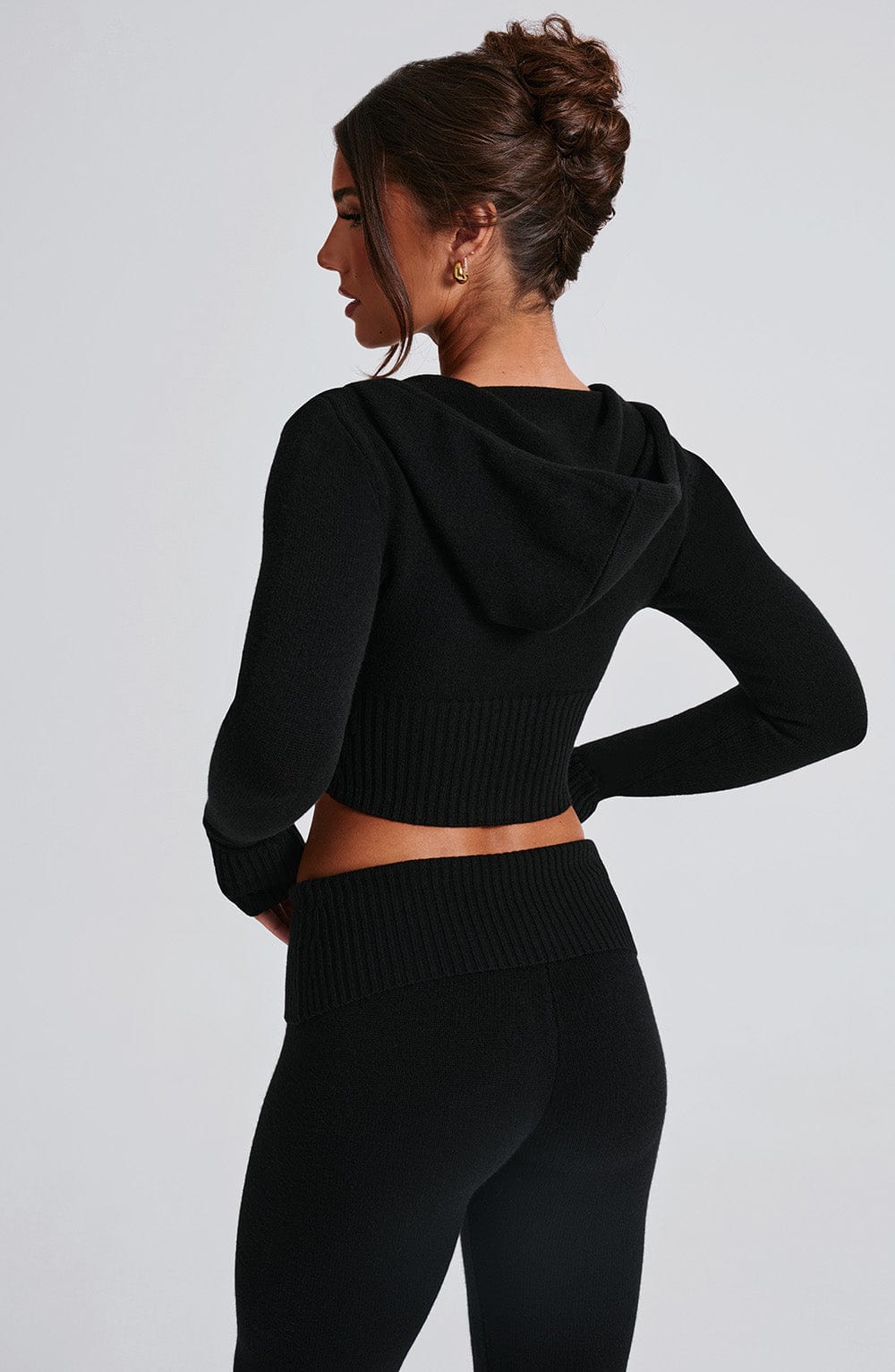 DALIA Knit Hoodie Set - Black