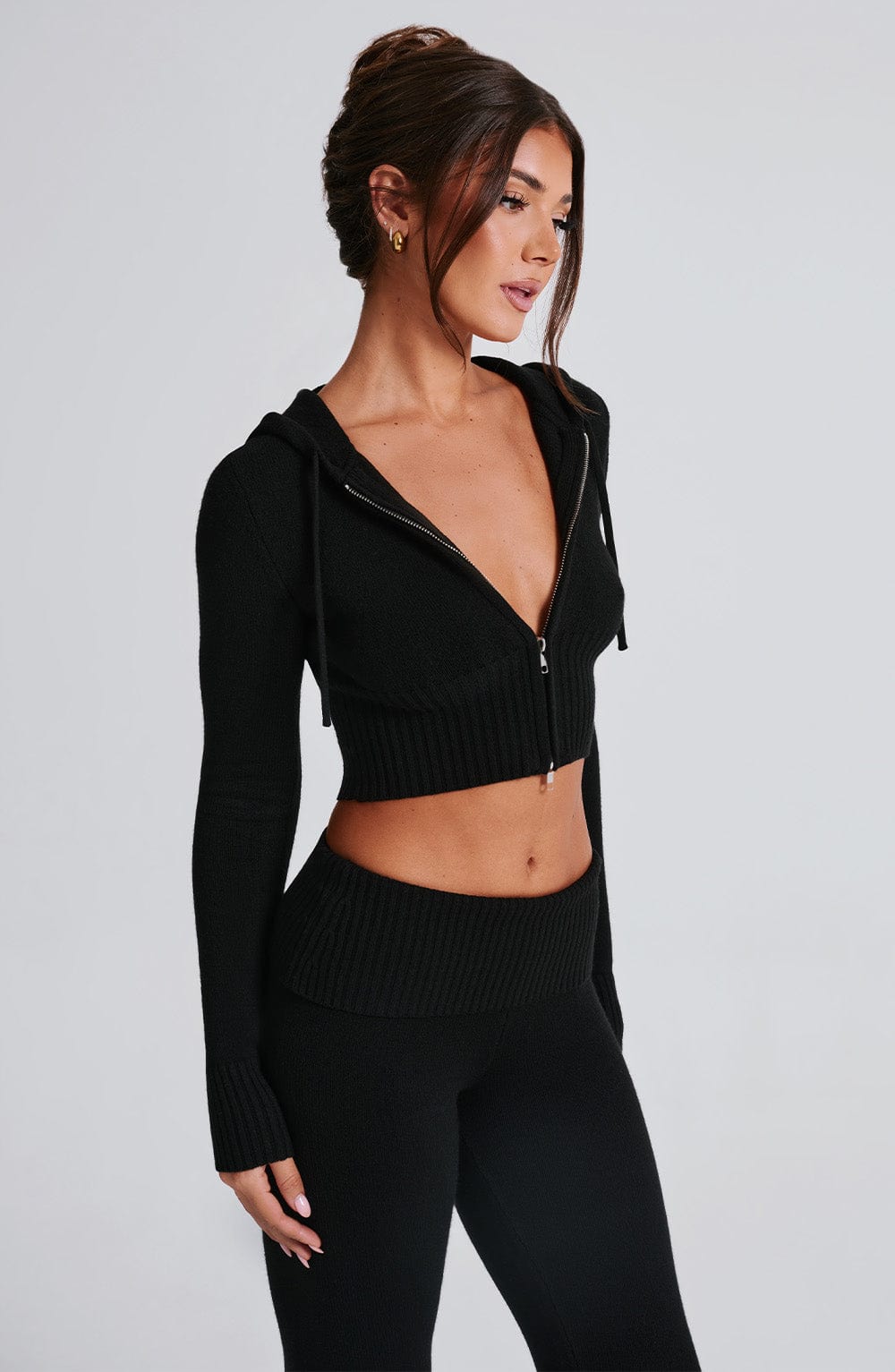 DALIA Knit Hoodie Set - Black