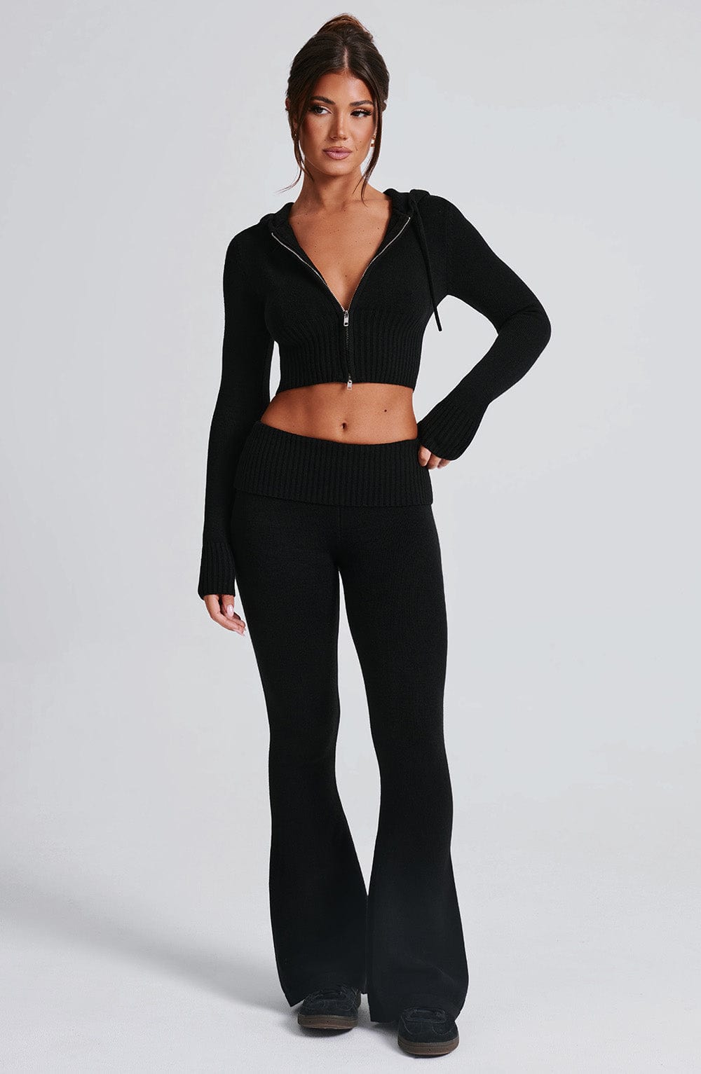 DALIA Knit Hoodie Set - Black