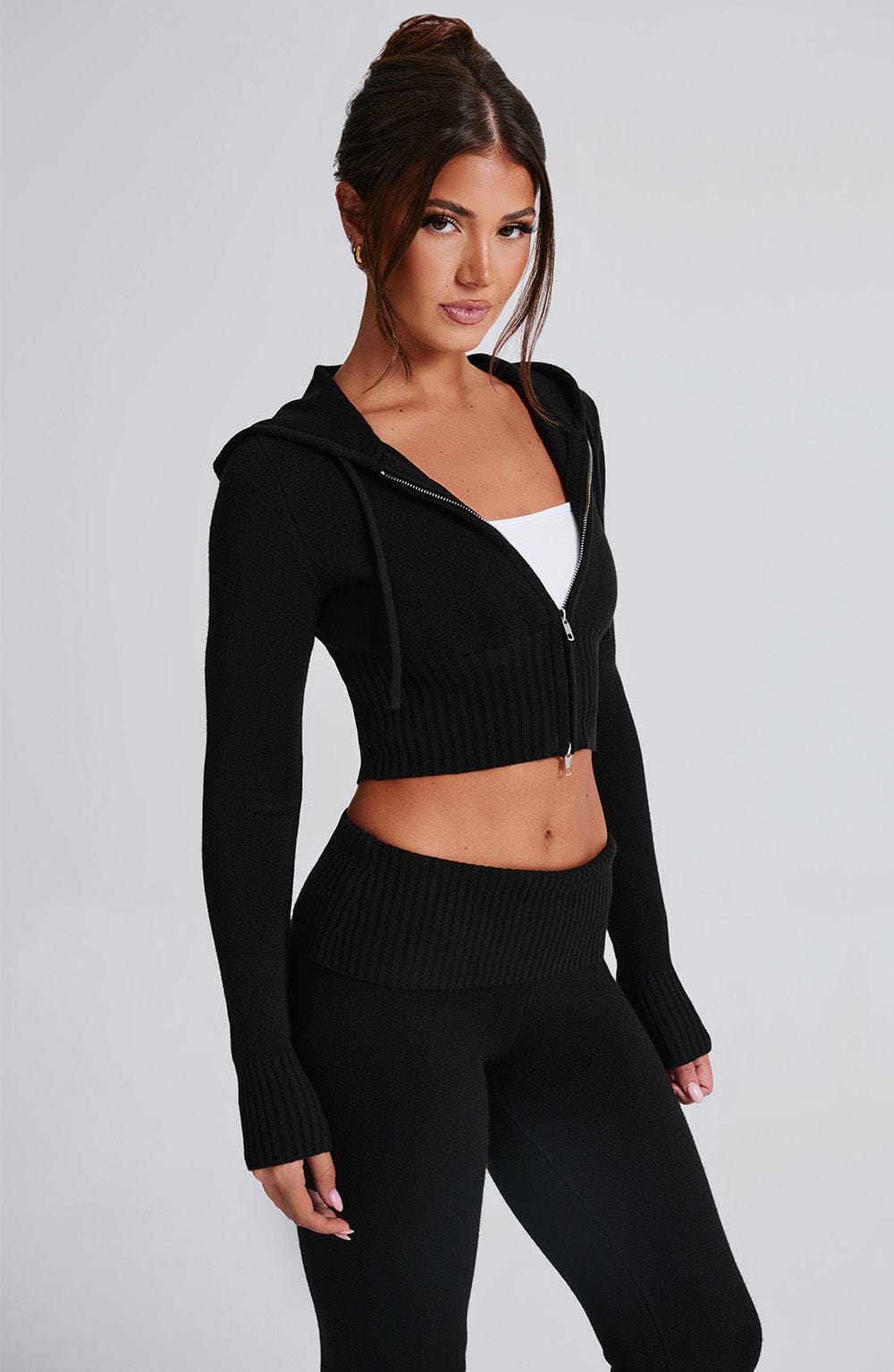 DALIA Knit Hoodie Set - Black