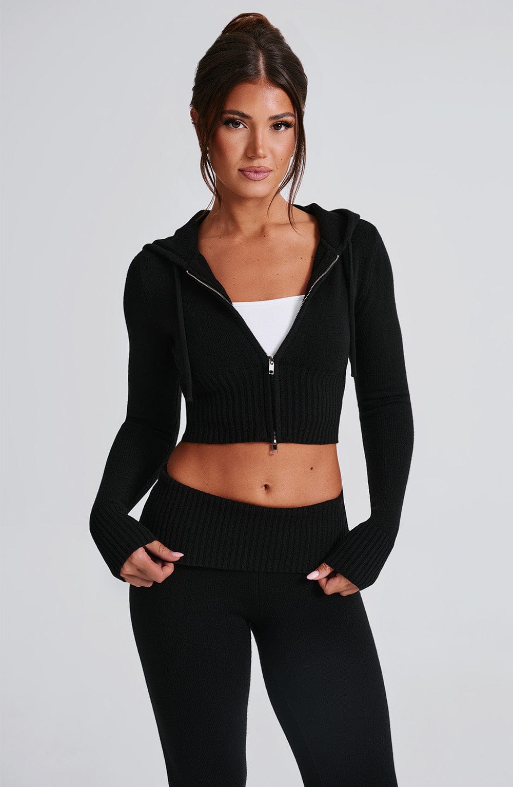 DALIA Knit Hoodie Set - Black