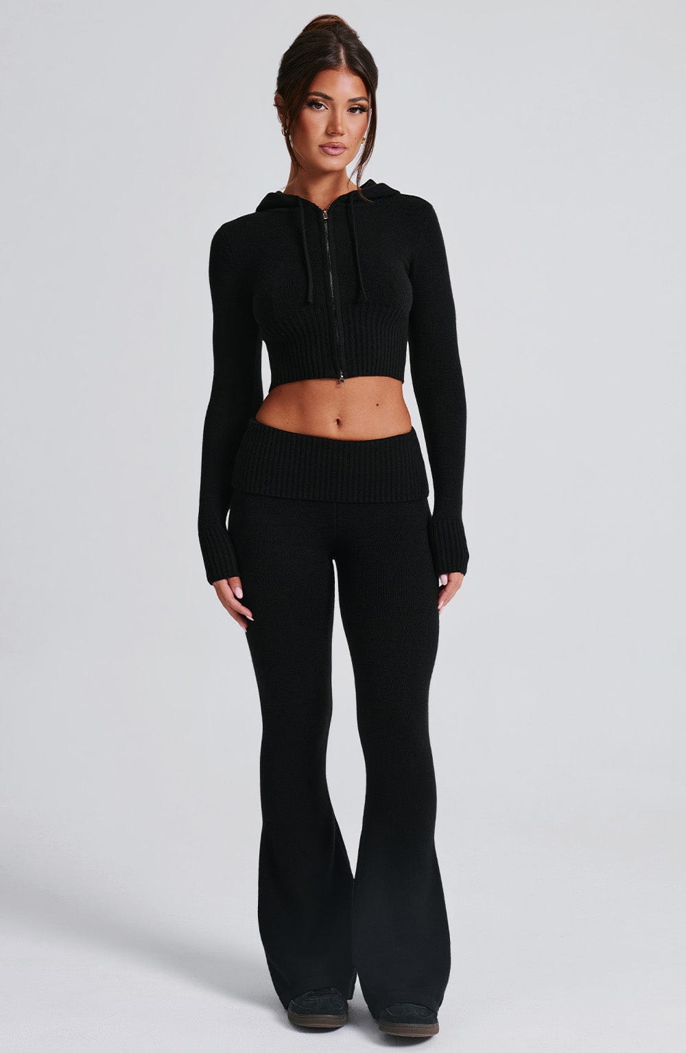 DALIA Knit Hoodie Set - Black