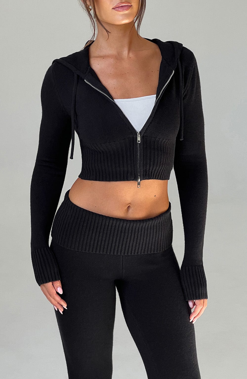 DALIA Knit Hoodie Set - Black
