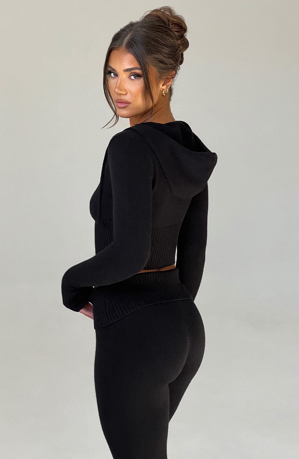 DALIA Knit Hoodie Set - Black