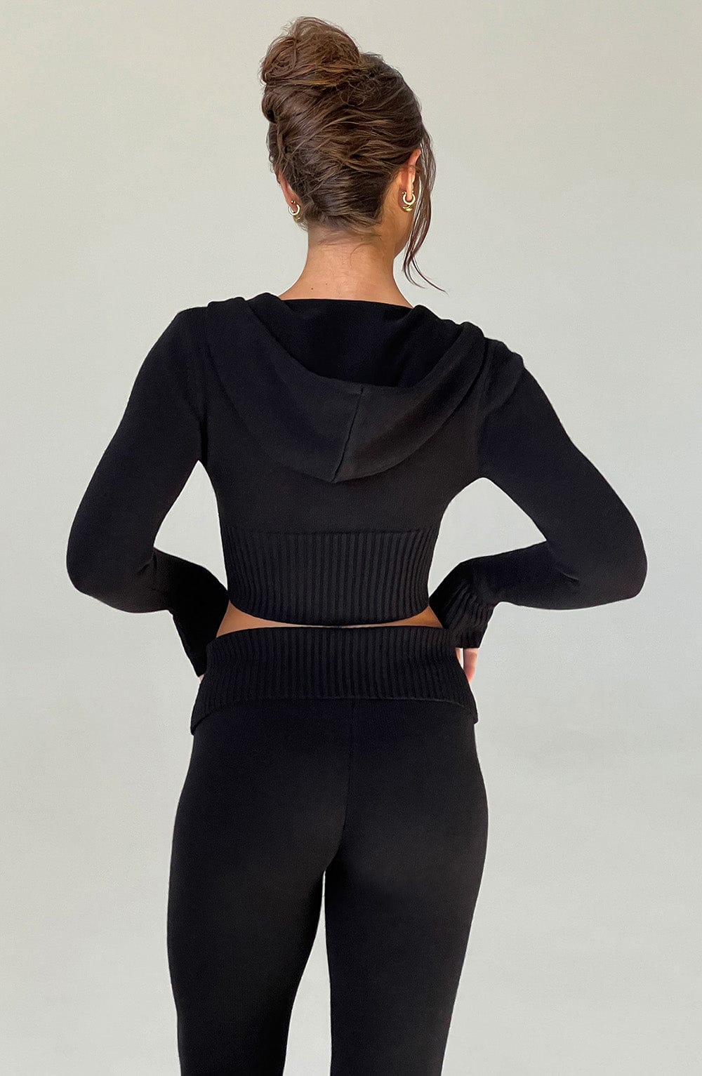 DALIA Knit Hoodie Set - Black