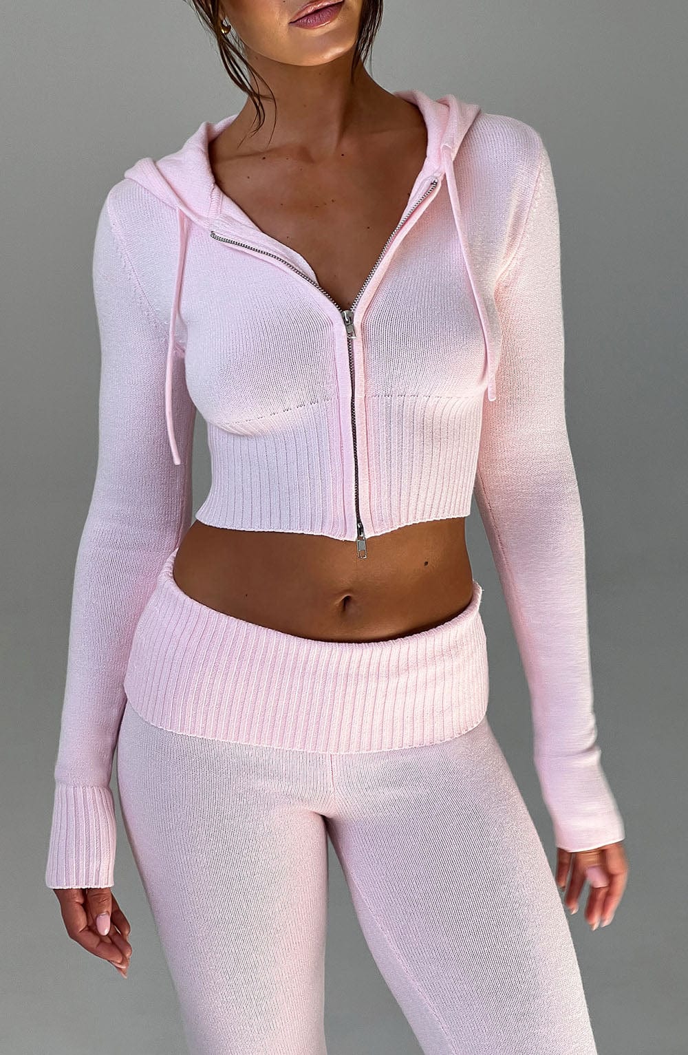 DALIA Knit Hoodie Set - Pink