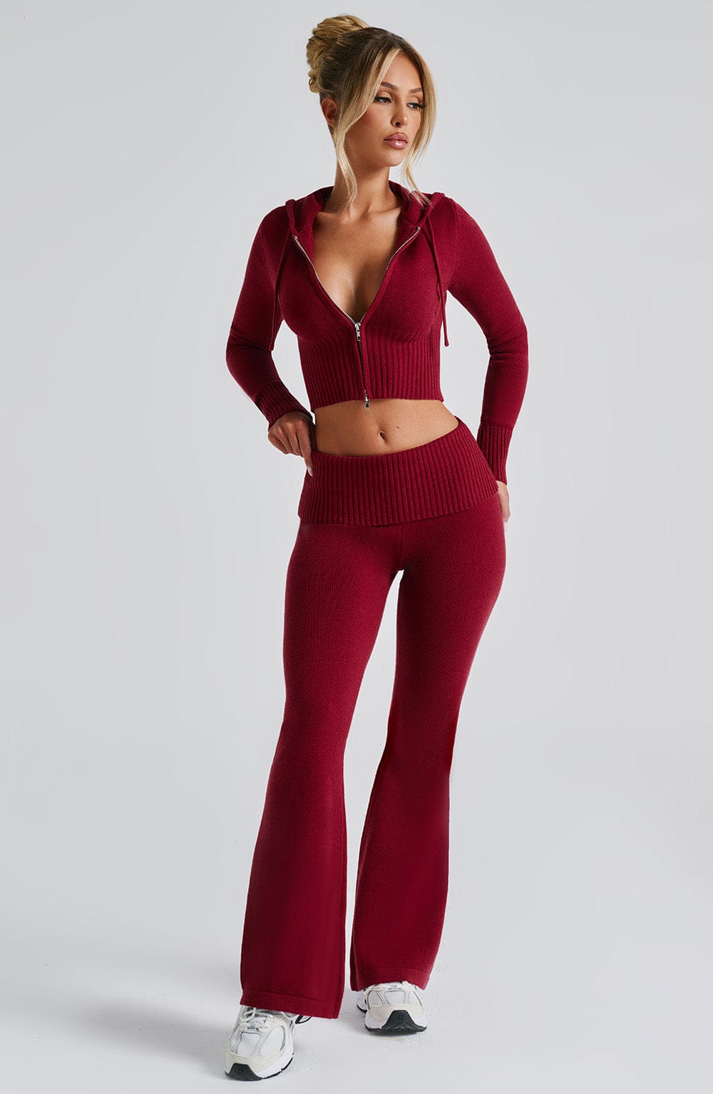 DALIA - Gebreide hoodie set rood
