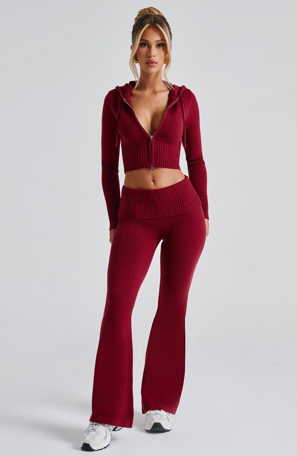 DALIA - Gebreide hoodie set rood