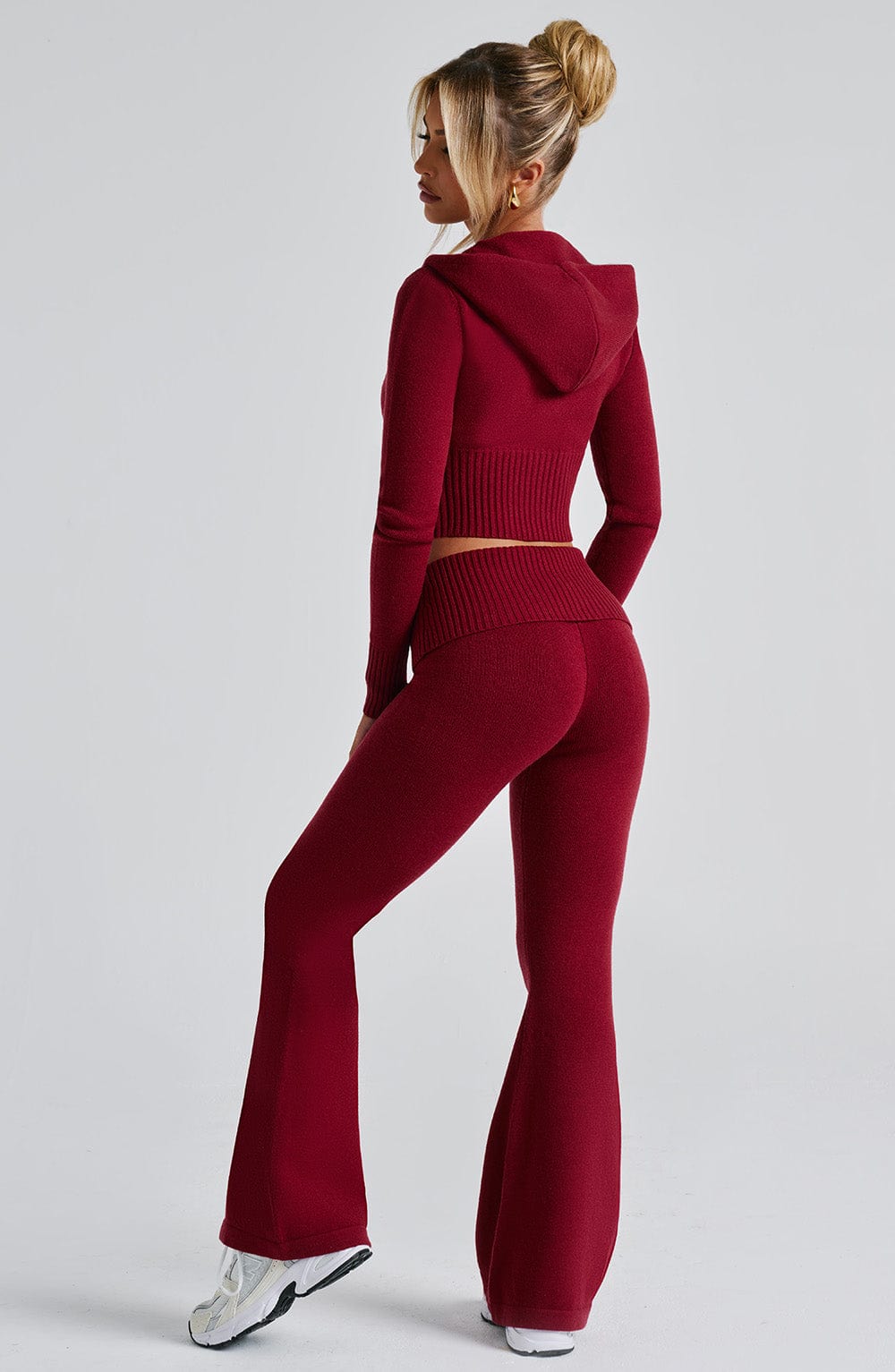 DALIA - Gebreide hoodie set rood