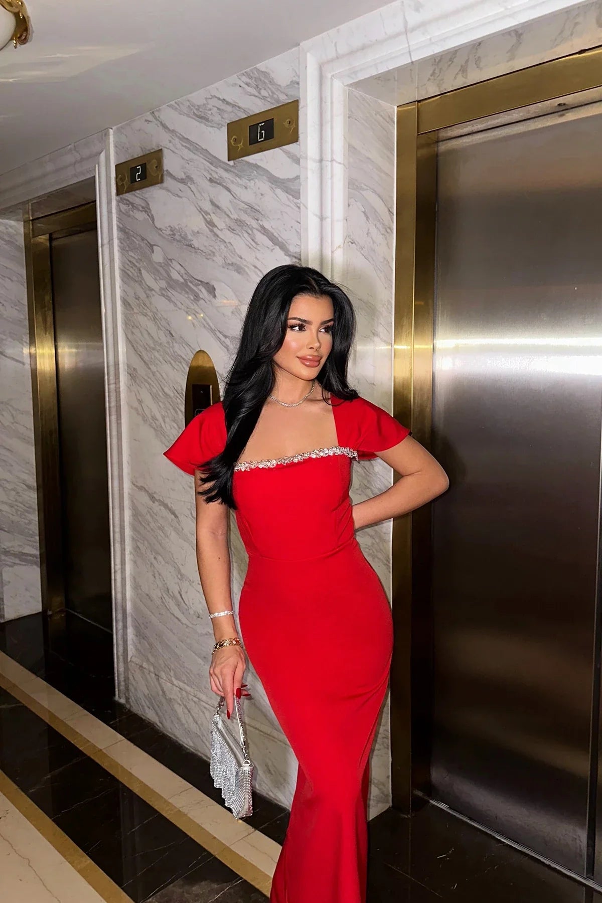 DALIA - Rhinestone Bodycon Maxi Dress