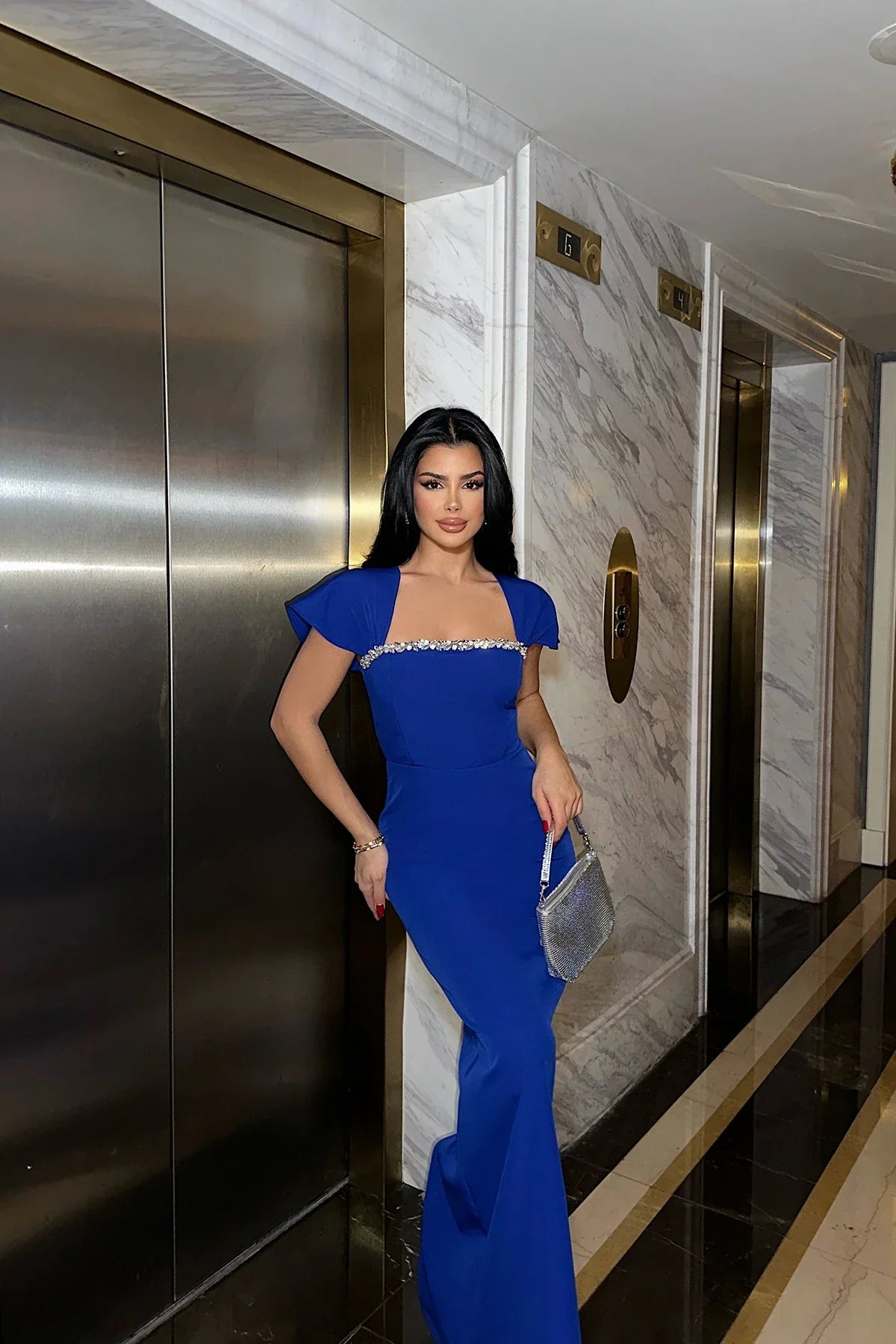 DALIA - Rhinestone Bodycon Maxi Dress