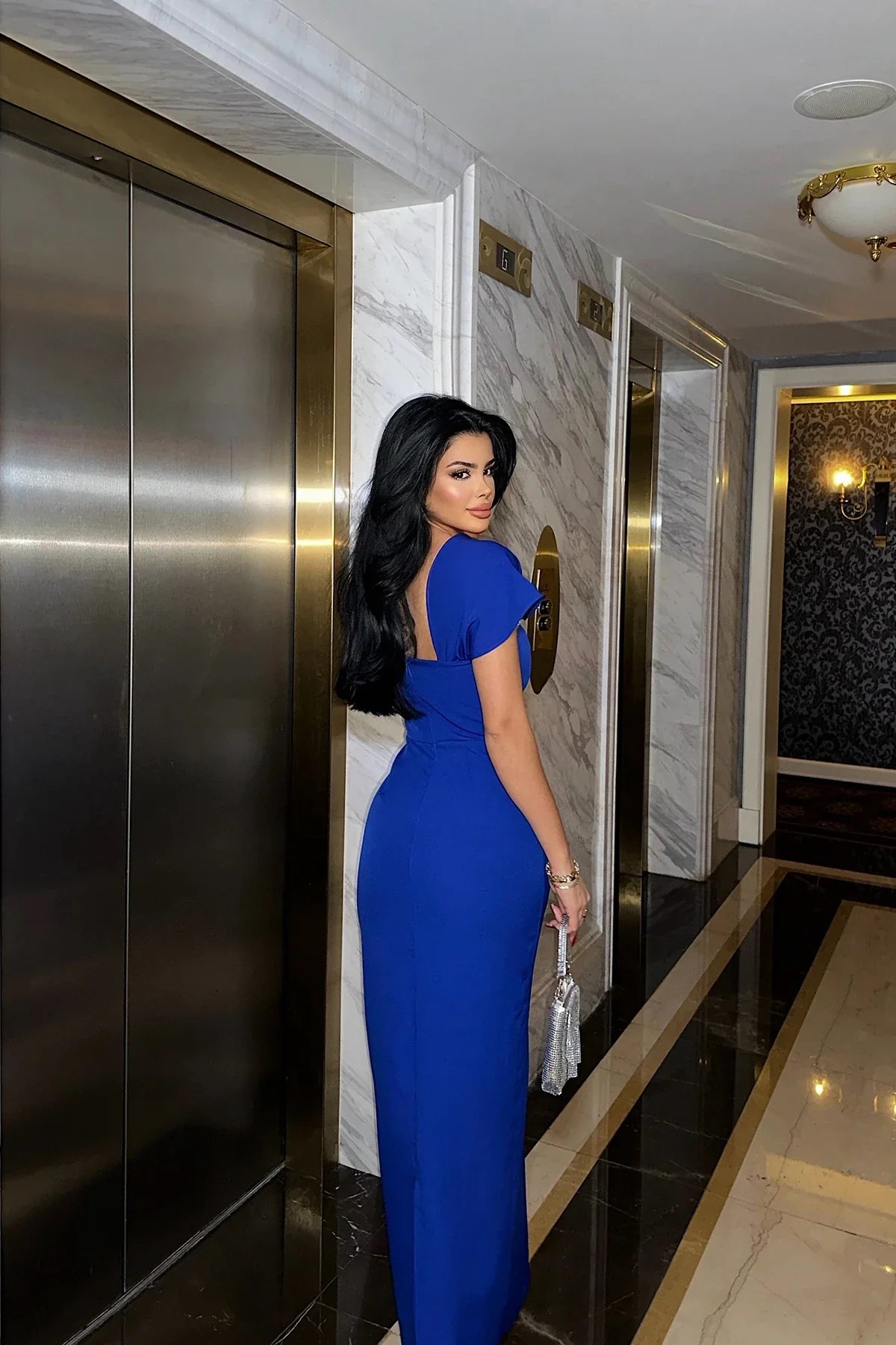 DALIA - Rhinestone Bodycon Maxi Dress