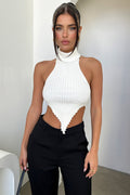 DALIA - Knit Crop - White