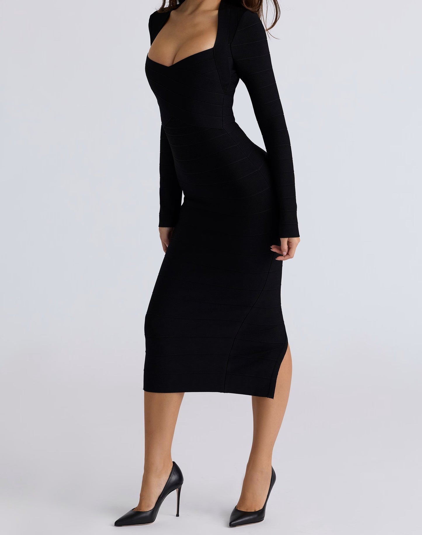 DALIA - Long Sleeve Bandage Midi Dress