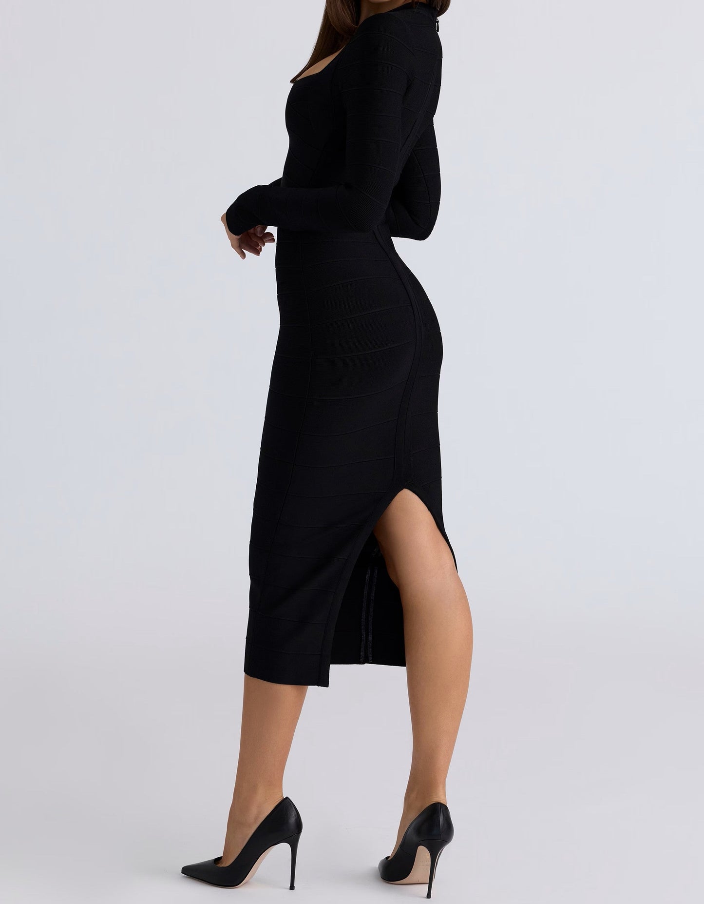 DALIA - Long Sleeve Bandage Midi Dress