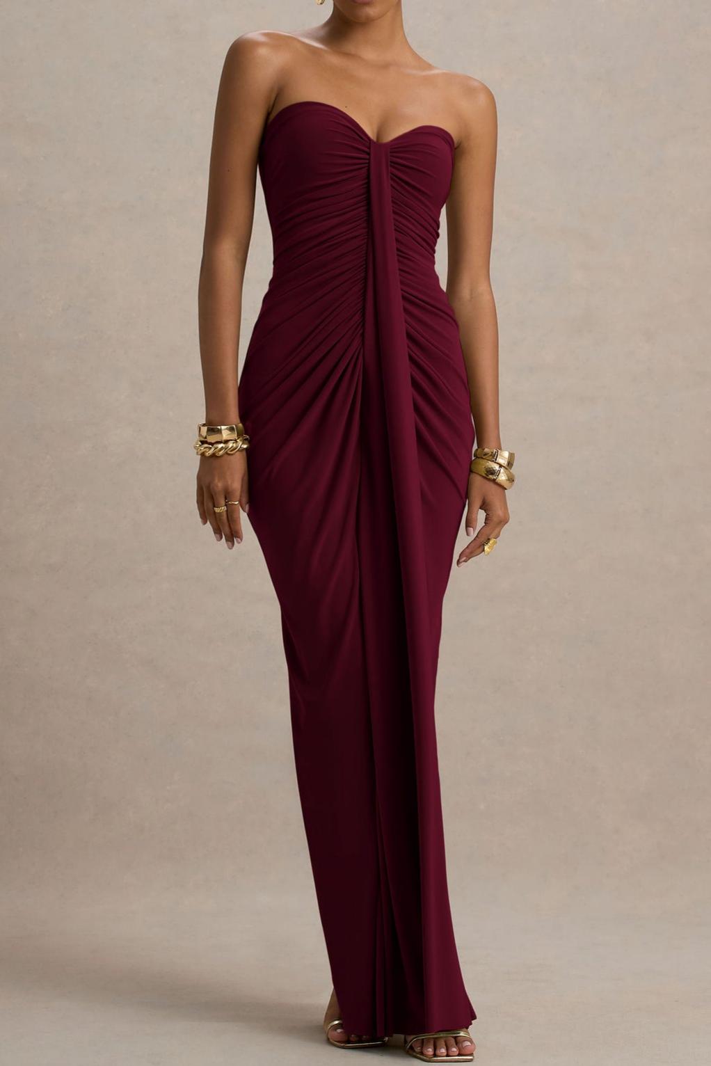 DALIA – Elegant Strapless Draped Dress