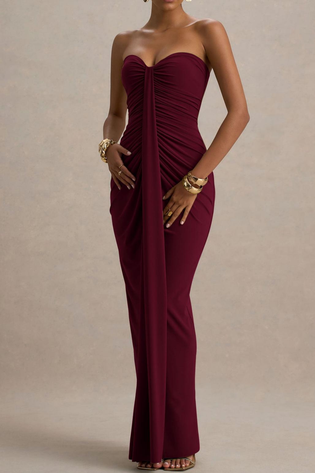 DALIA – Elegant Strapless Draped Dress