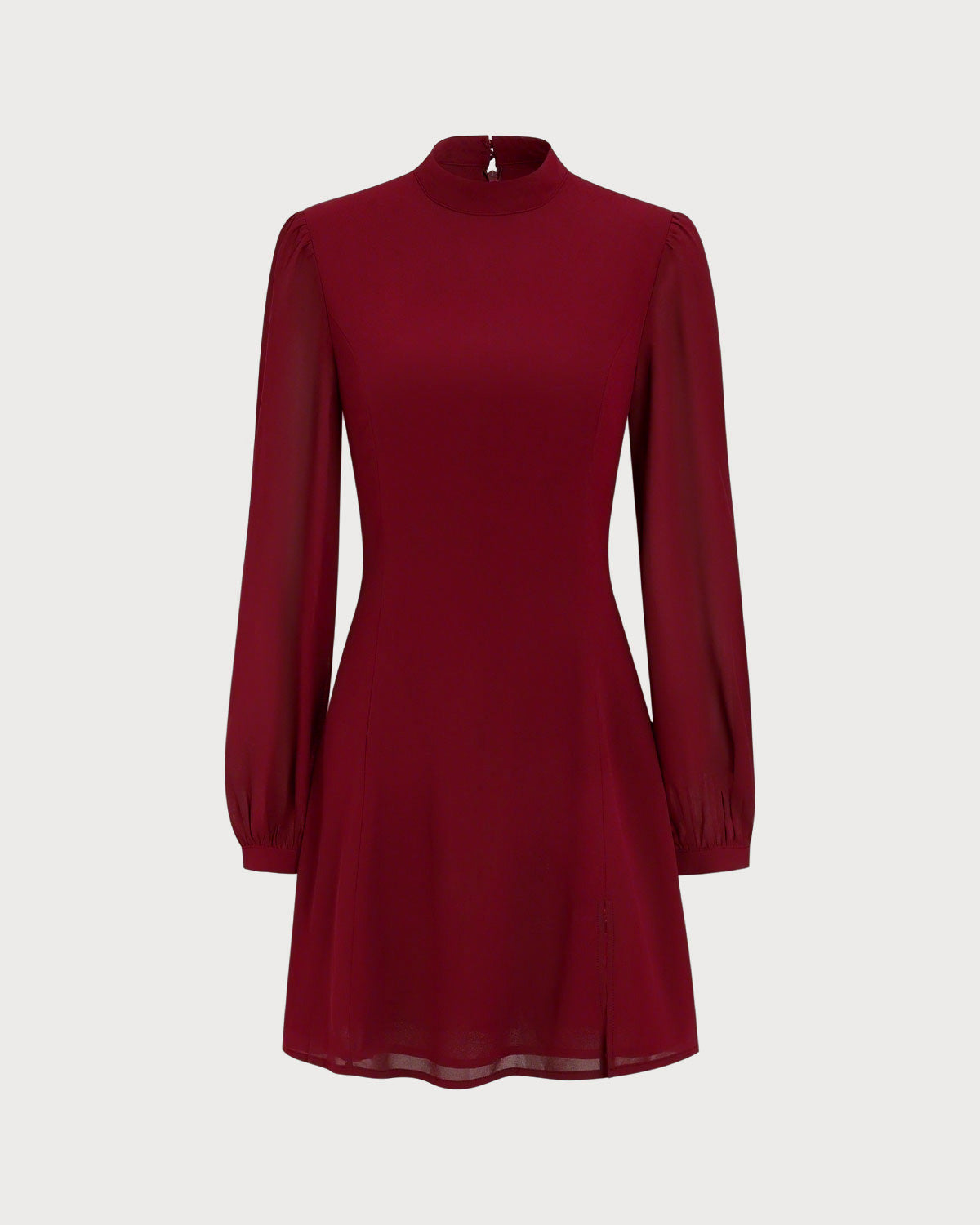DALIA - Red Mock Neck See-Through Mini Dress