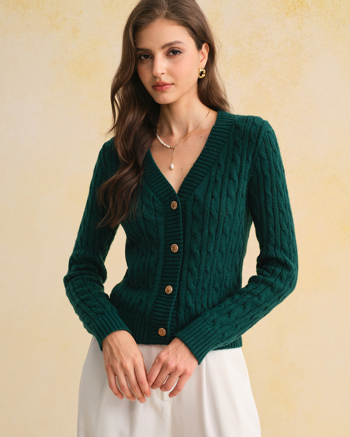 DALIA - Green Single Breasted Daily Knit Cardigan