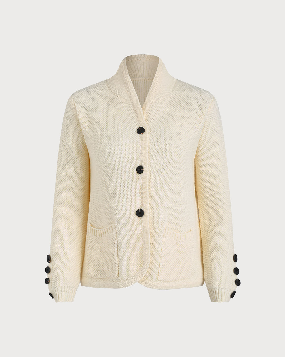 DALIA - Wit vest met V-hals en enkele rij knopen