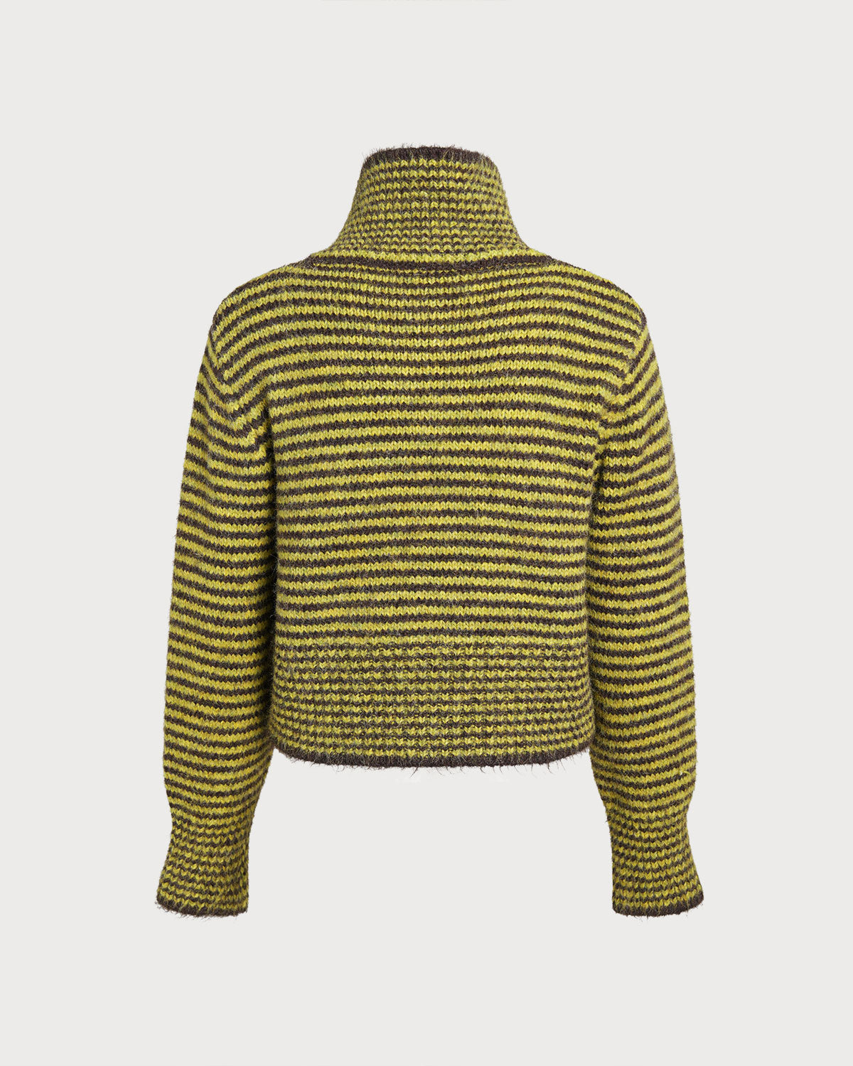 DALIA - Green Striped Turtle Knit Cardigan