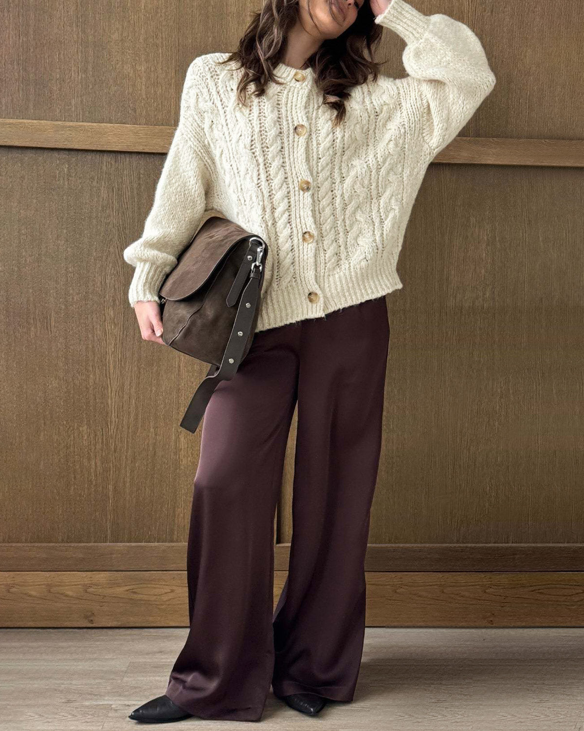 DALIA - Wit vest met ronde hals en textuur, gebreid