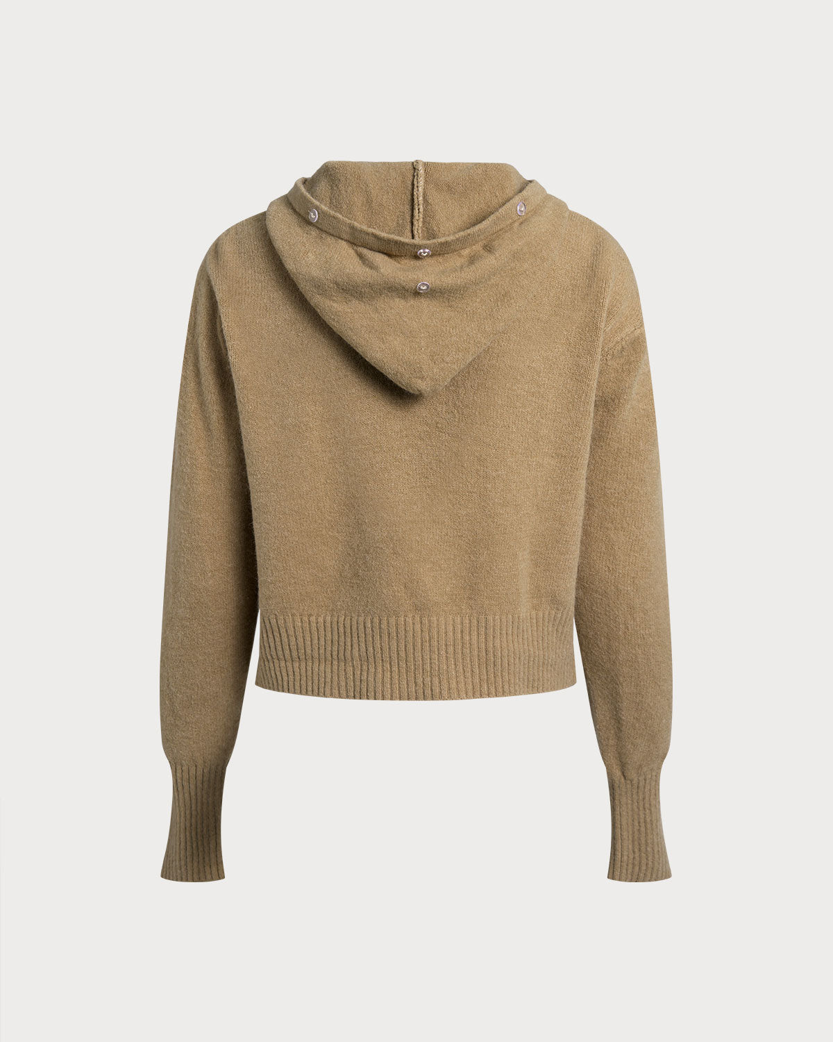 DALIA - Khaki gebreide cardigan met capuchon
