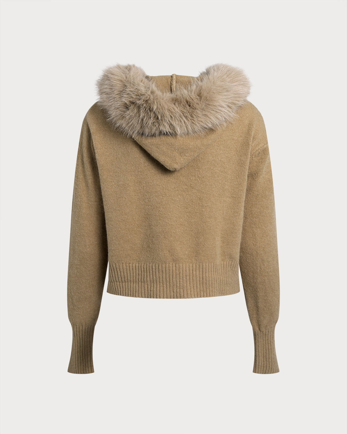 DALIA - Khaki gebreide cardigan met capuchon
