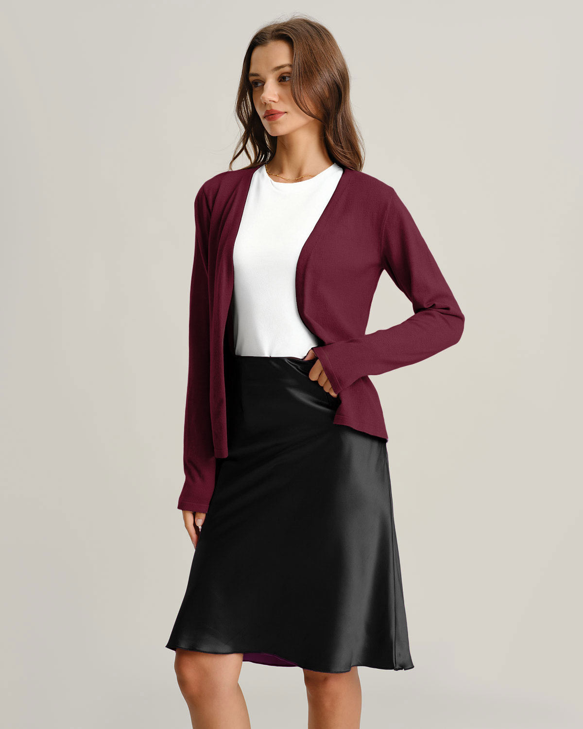 DALIA - Wijnrood geribbeld gebreid vest