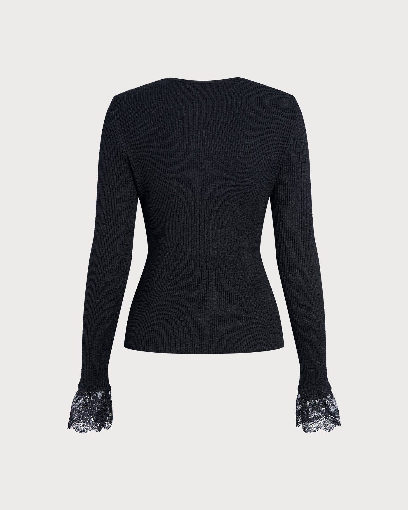 DALIA - Black V Neck Lace Sweater